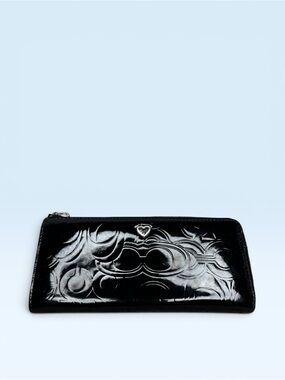 Coach Poppy Embossed Patent Leather Slim Zip Wallet